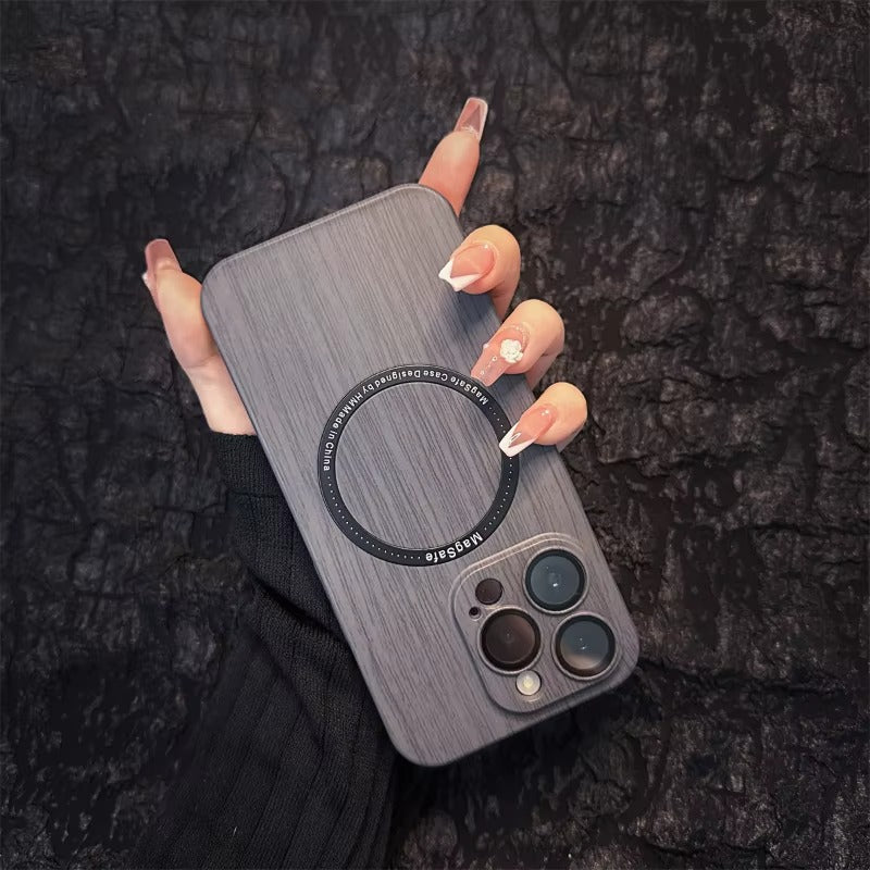 Premium Apple iPhone Case, MagSafe Compatible, Camera Lens Protection, Full All Around Protection, Wood Grain Back Cover