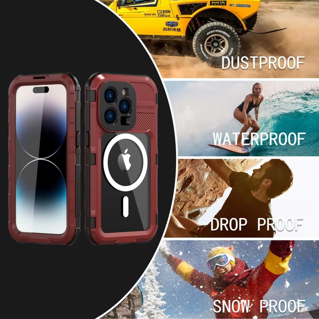 Robust Apple iPhone Case MagSafe Compatible, Camera Lens & Screen Protection, Ultra Thin Shockproof Magnetic Full All Around Protection Cover with IP68 Metal Military Design