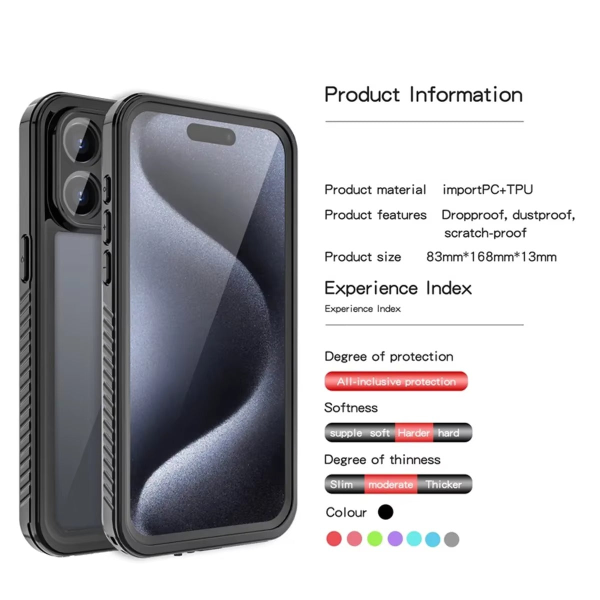 High Quality Apple iPhone Case MagSafe Compatible, Camera Lens & Screen Protection, Cover with IP68 360 Waterproof Shield