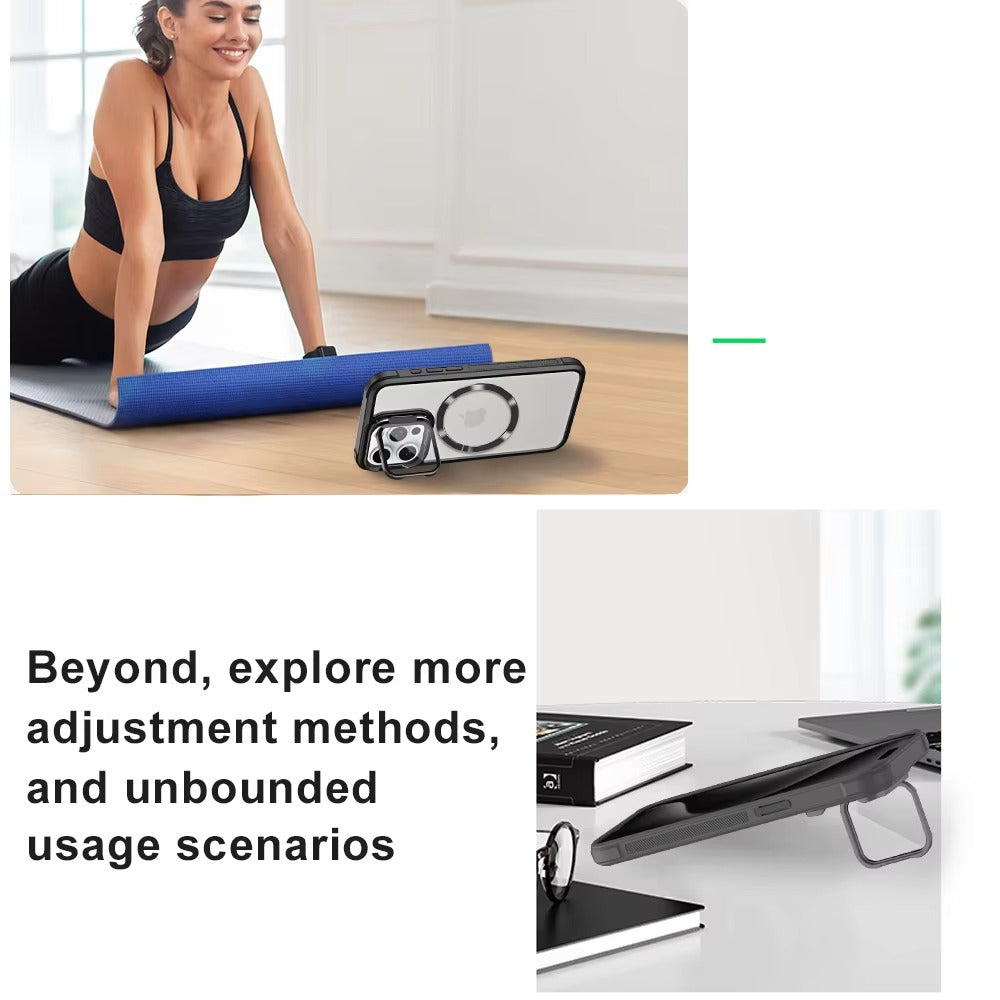 Premium Apple iPhone Case MagSafe Compatible, Camera Lens & Screen Protection, Cover with Hard Shell & Stand Bracket