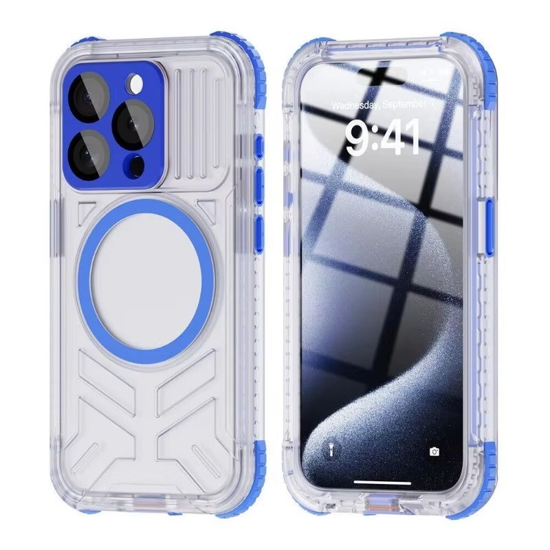 Luxury Apple iPhone Case MagSafe Compatible, Camera Lens & Screen Protection, Ultra Thin Shockproof Magnetic Full All Around Protection Cover with IP68 Waterproof Matte Finish