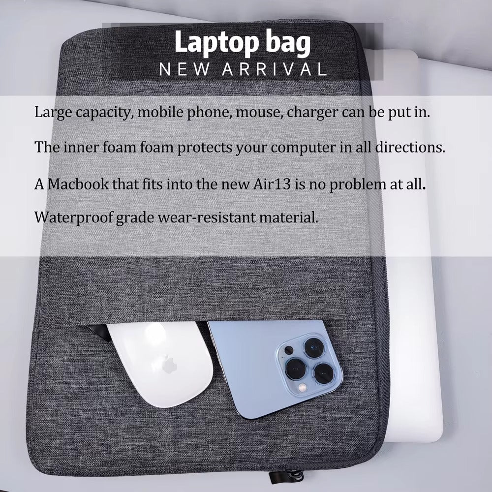 High-Quality Denim Laptop Sleeve for MacBook Air M1, M2, 12, 13.3, 14, 15 – Inner Protective Bag for MacBook Pro