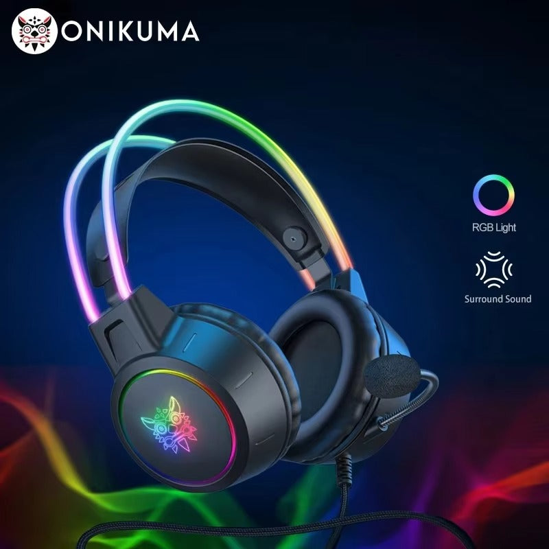 Premium Cat Ear Gaming Headset for iPhone & Mac – Wired Over-Ear Headphones with RGB Lights, Noise Streaming & Online Play