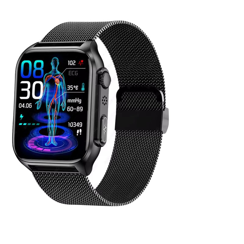 Premium Health Smartwatch for iPhone – Non-Invasive Blood Glucose Monitor with ECG+PPG, AI Voice Assistant, Bluetooth Calling