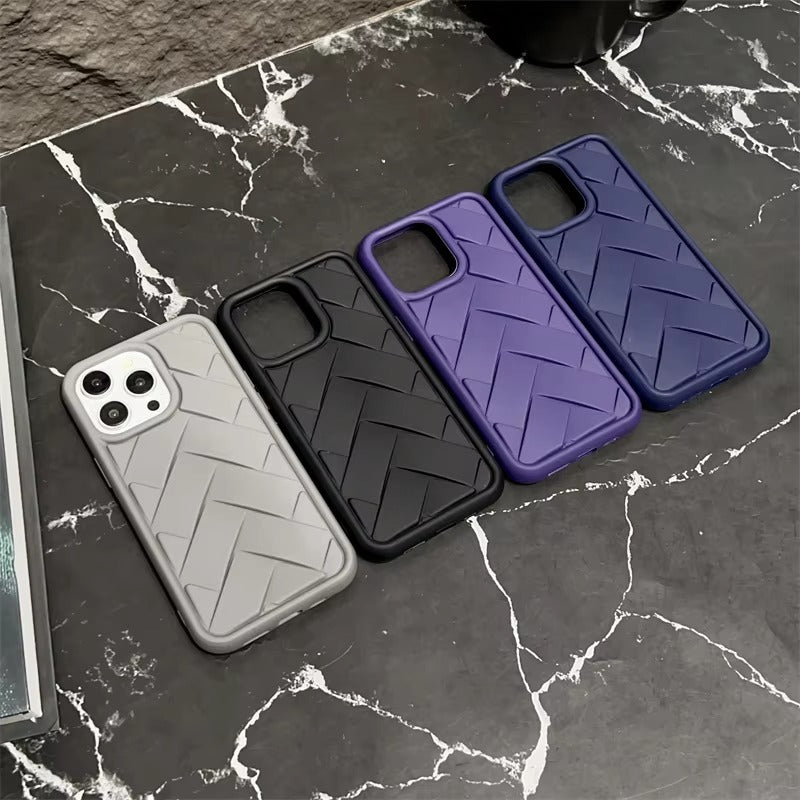 Luxury Apple iPhone Case, MagSafe Compatible, Camera Lens & Screen Protection, Ultra Thin, Shockproof, Magnetic Full All Around Cover – 3D Woven Pattern Soft Silicone Case with Heat Dissipation & Solid Protection