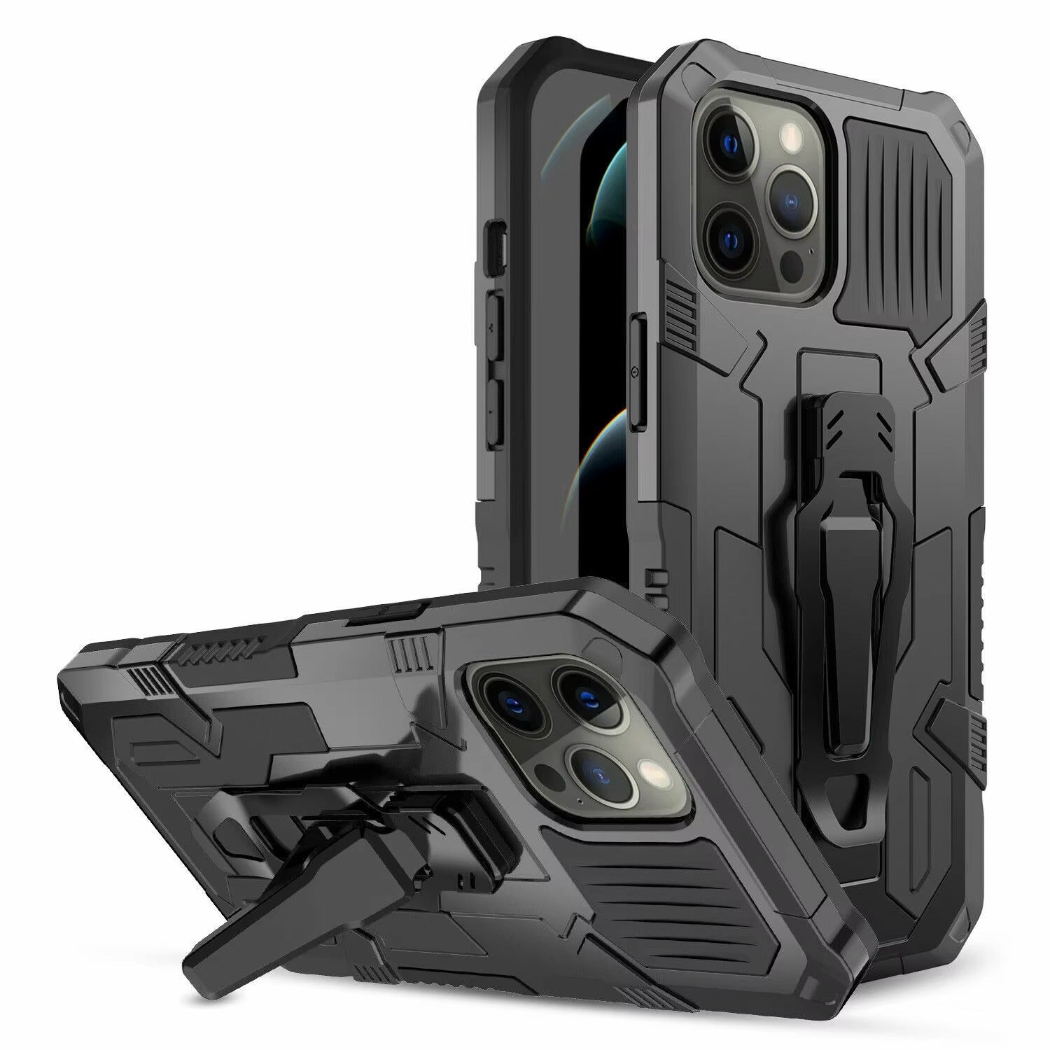 Robust Apple iPhone Case, MagSafe Compatible, Camera Lens & Screen Protection, Ultra Thin, Shockproof, Magnetic Full All Around Cover – Heavy Duty Belt Clip Case with Kickstand & Hard Rubber Back