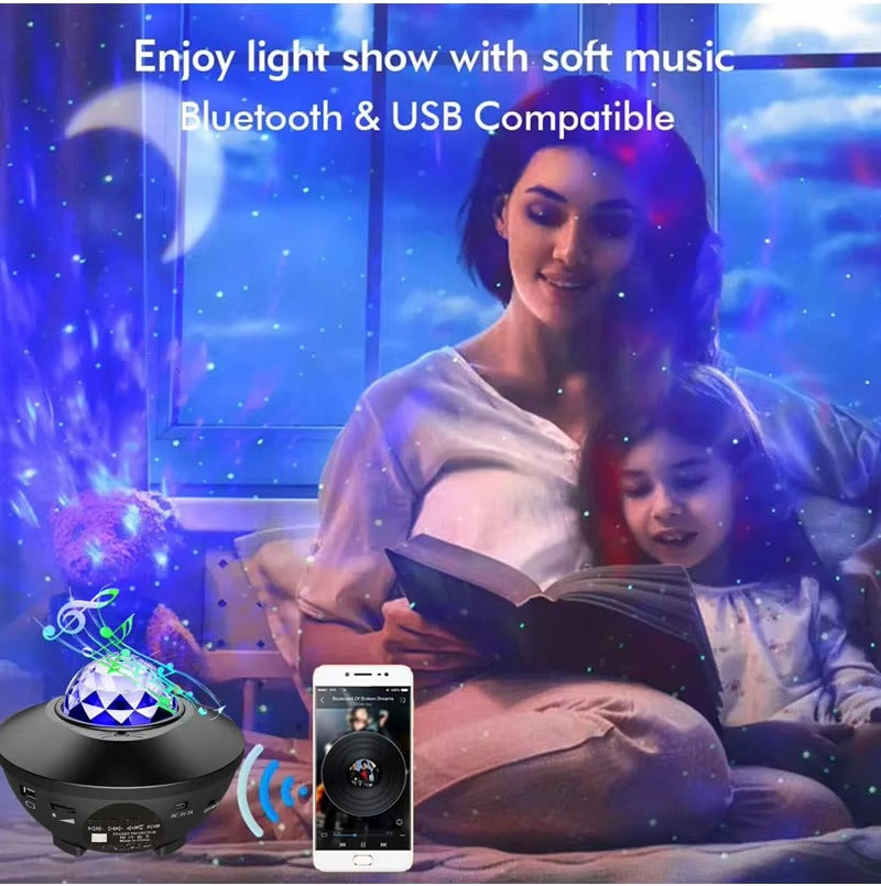 Premium Galaxy Star Projector with Ocean Wave Light, Bluetooth Music Speaker Night Lamp for Bedroom Decor, Party Ambience,