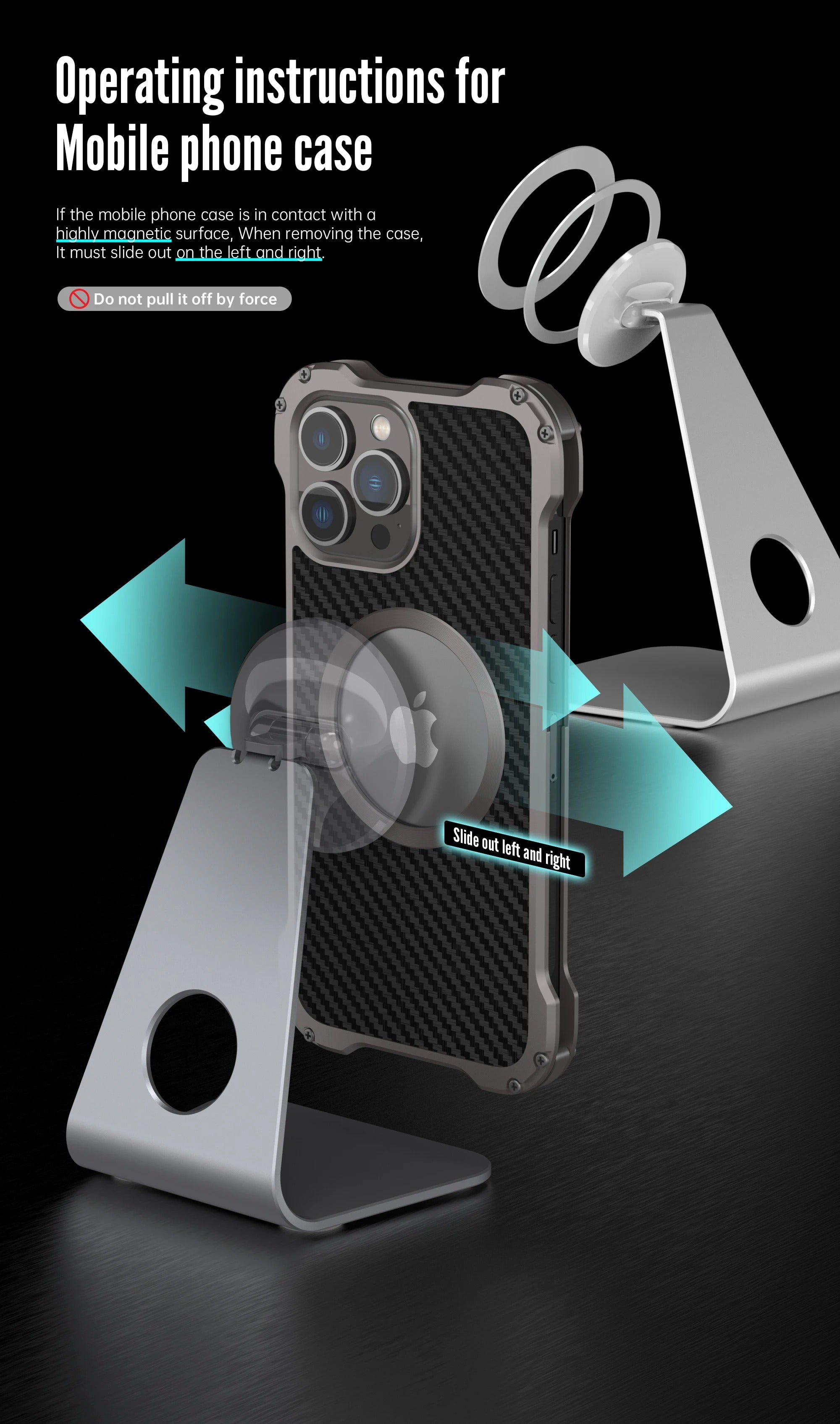 Premium Apple iPhone Case, MagSafe Compatible, Camera Lens & Screen Protection, Ultra Thin, Shockproof, Magnetic Full All Around Cover – Carbon Fiber Metal Case with Anti-Fall Design & Magnetic Back Shell