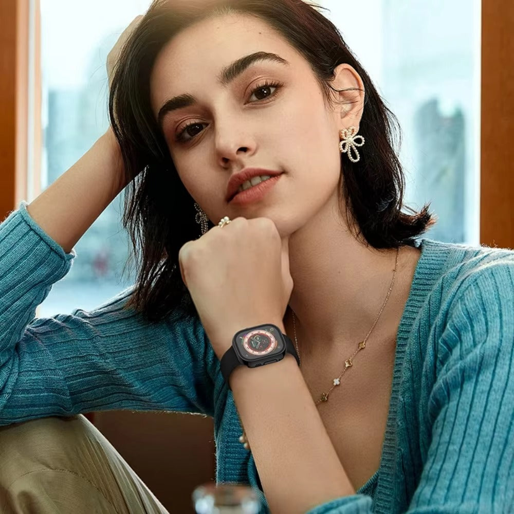 Premium Glass Screen Protector Case – Full Coverage, Straight Edge, Snap-On Protective Cover for 40mm to 49mm Smartwatches