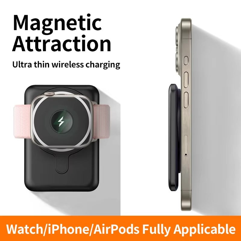 Premium, 10000mAh Magnetic Wireless Power Bank – PD Fast Charging, Portable Battery Source for iPhone, Apple Watch, AirPods