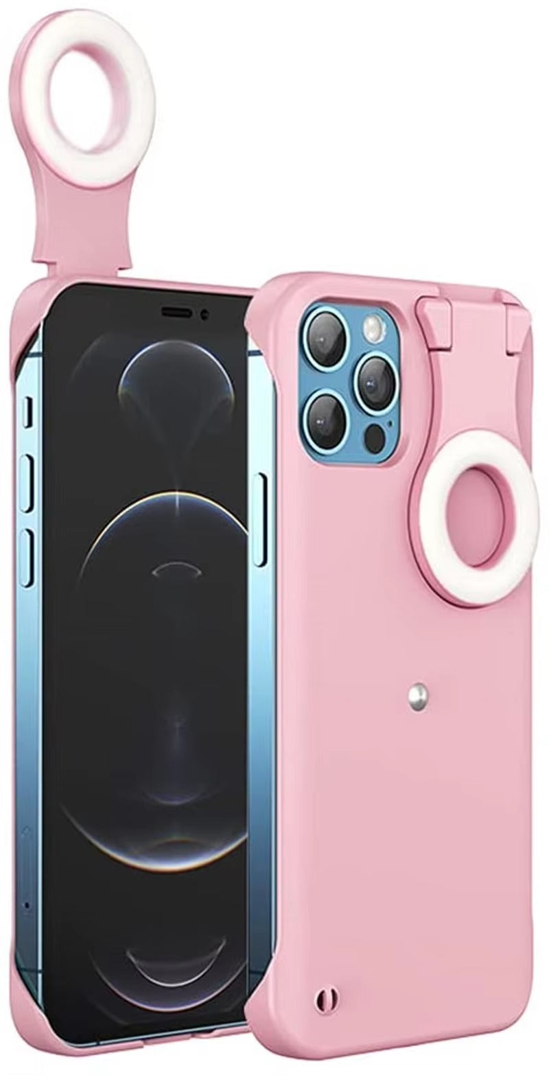 Luxury Apple iPhone Case, MagSafe Compatible, Camera Lens & Screen Protection, Ultra Thin, Shockproof, Magnetic Full All Around Cover – Built-in LED Selfie Ring Light Back Glow Case