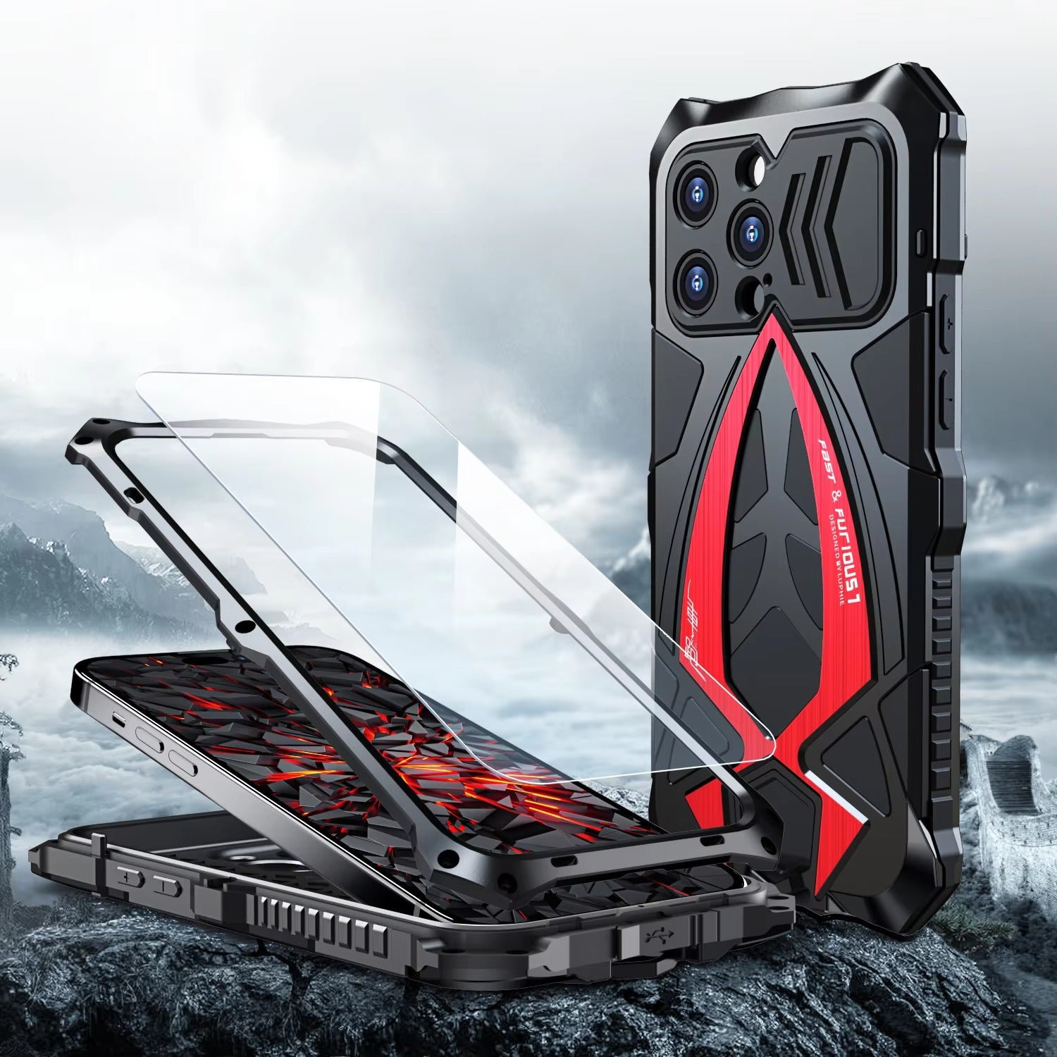 Robust Apple iPhone Case, MagSafe Compatible, Camera Lens & Screen Protection, Ultra Thin, Shockproof, Magnetic Full All Around Cover – 360° Full-Dome Armor Metal Case with Aluminum Bumper & Hybrid Rugged Protection