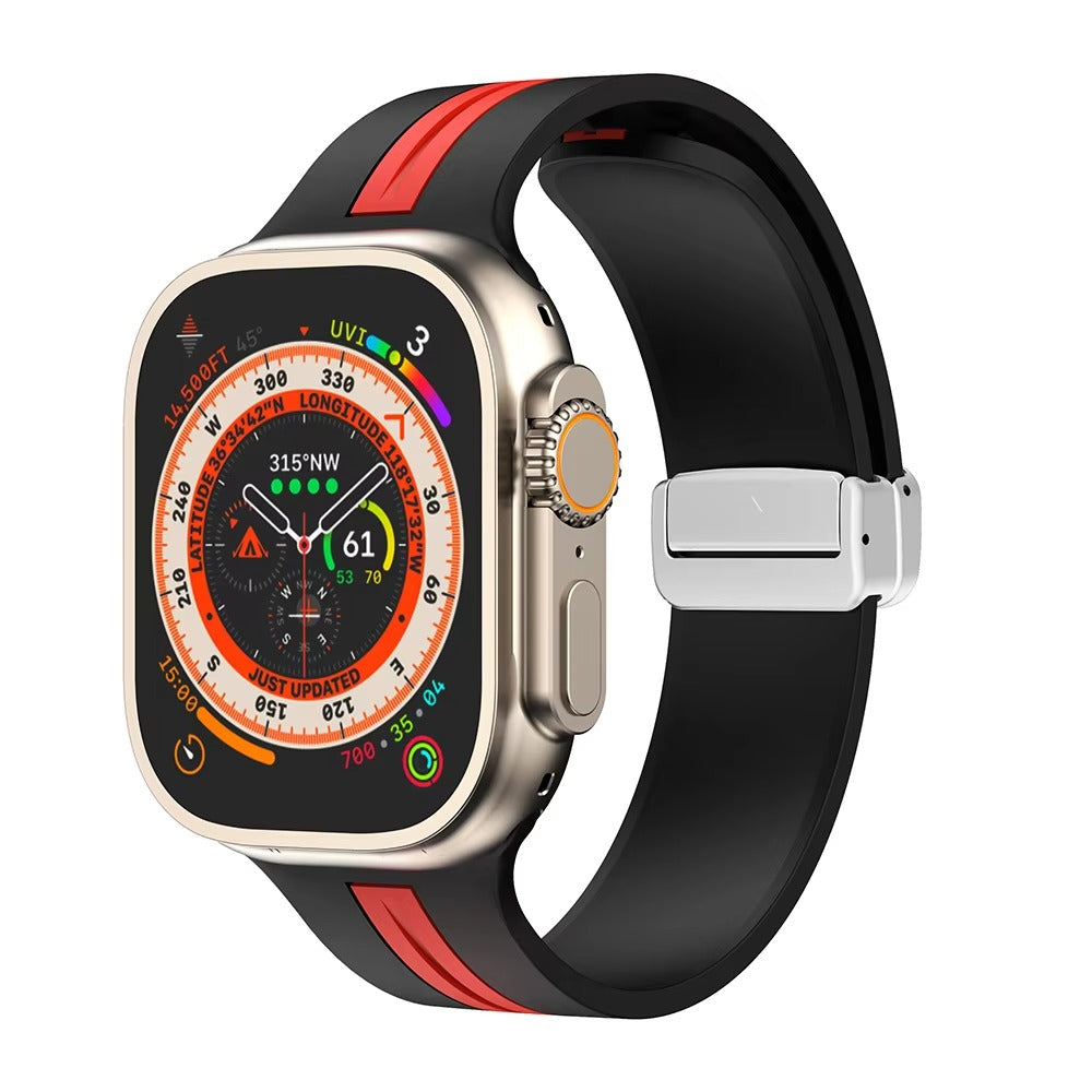 Magnetic Silicone Smartwatch Strap – Breathable Replacement Band with Snap Closure, Compatible with 38mm to 49mm Watches