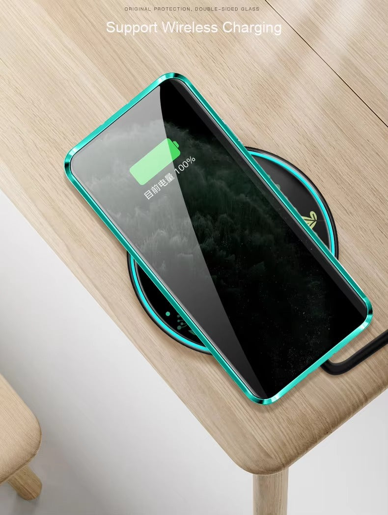 Premium Apple iPhone Case, MagSafe Compatible, Camera Lens & Screen Protection, Ultra Thin, Shockproof, Magnetic Full All Around Cover – Anti-Peeping Tempered Glass Case with Magnetic Metal Bumper & Privacy Protection