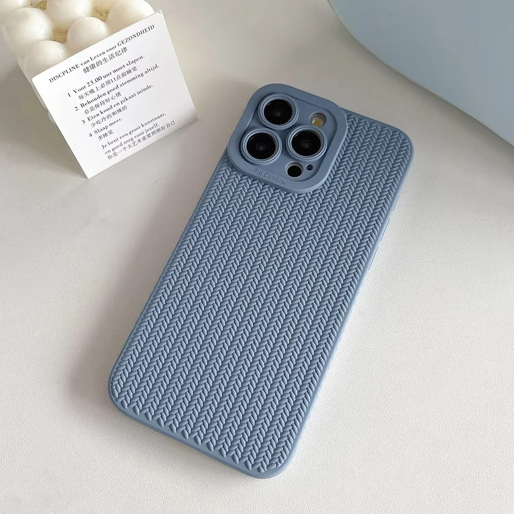 Luxury Apple iPhone Case, MagSafe Compatible, Camera Lens & Screen Protection, Ultra Thin, Shockproof, Magnetic Full All Around Cover – Woven Pattern Soft Silicone Case with Solid Color Stylish Design