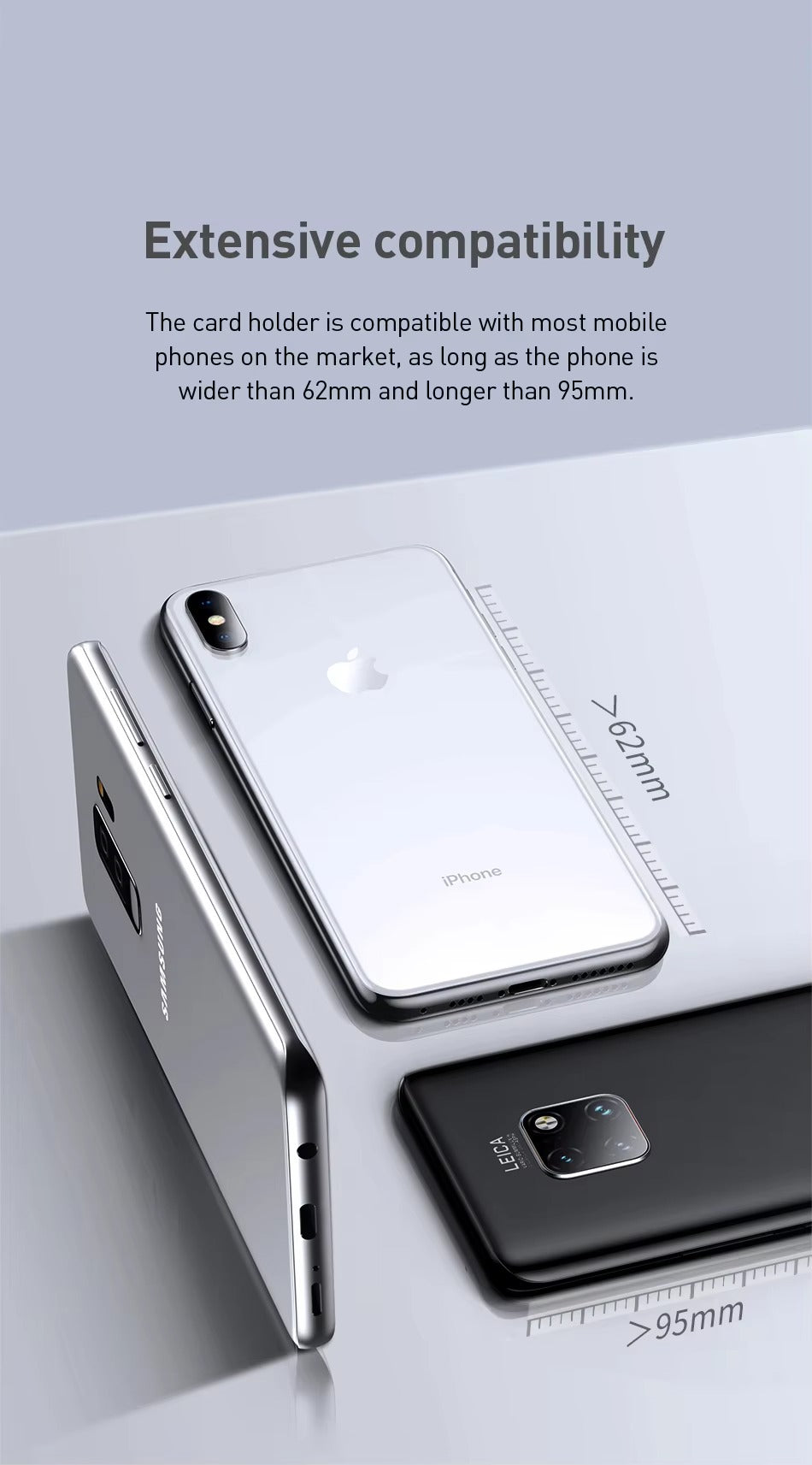 High Quality Silicone Phone Card Holder – Slim, Adhesive Back Cover with ID Slot, Wallet Sticker Case for Apple iPhone