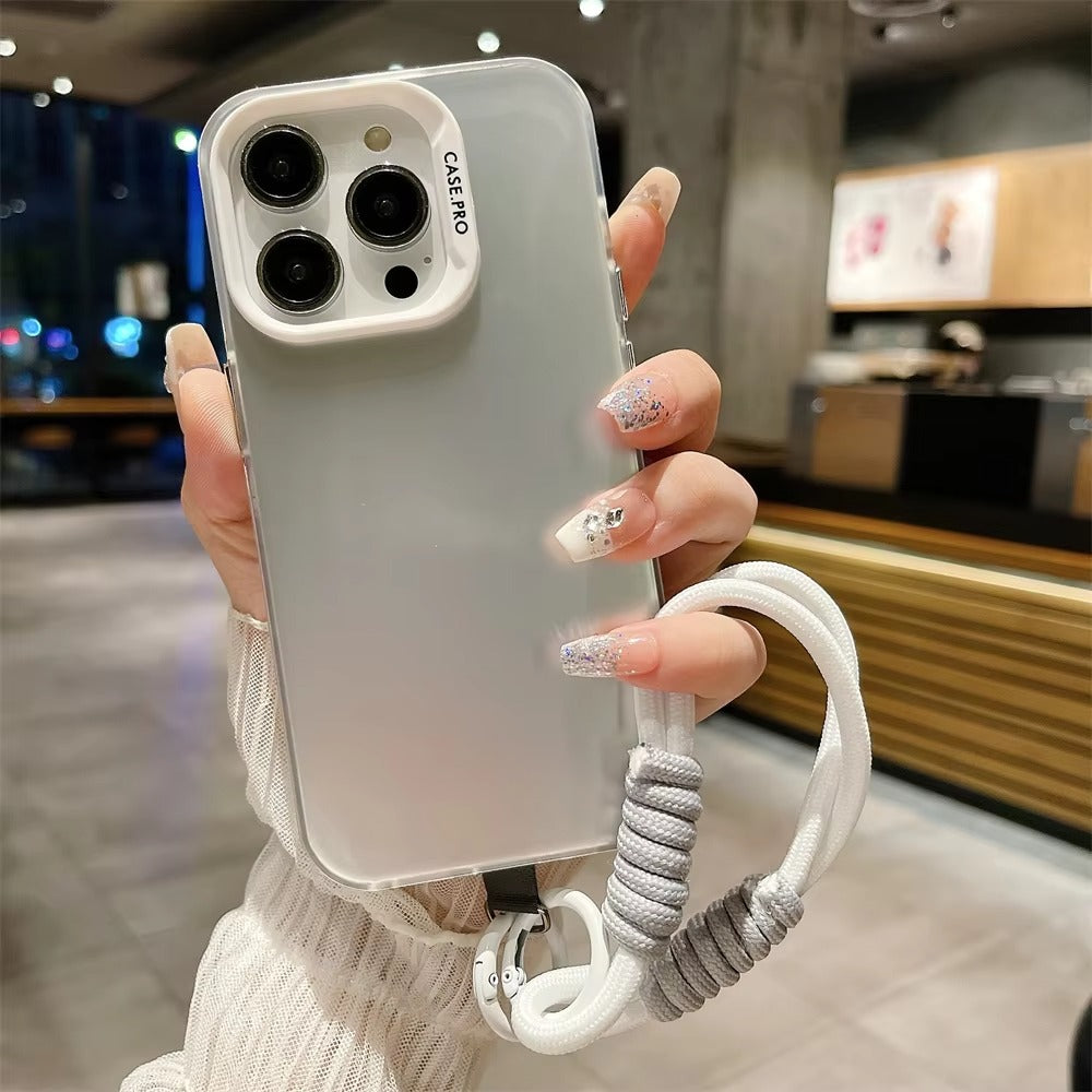 Premium Apple iPhone Case, MagSafe Compatible, Camera Lens & Screen Protection, Ultra Thin, Shockproof, Magnetic Full All Around Cover – Double Layer Silver Lanyard Case with Stylish Color Accents