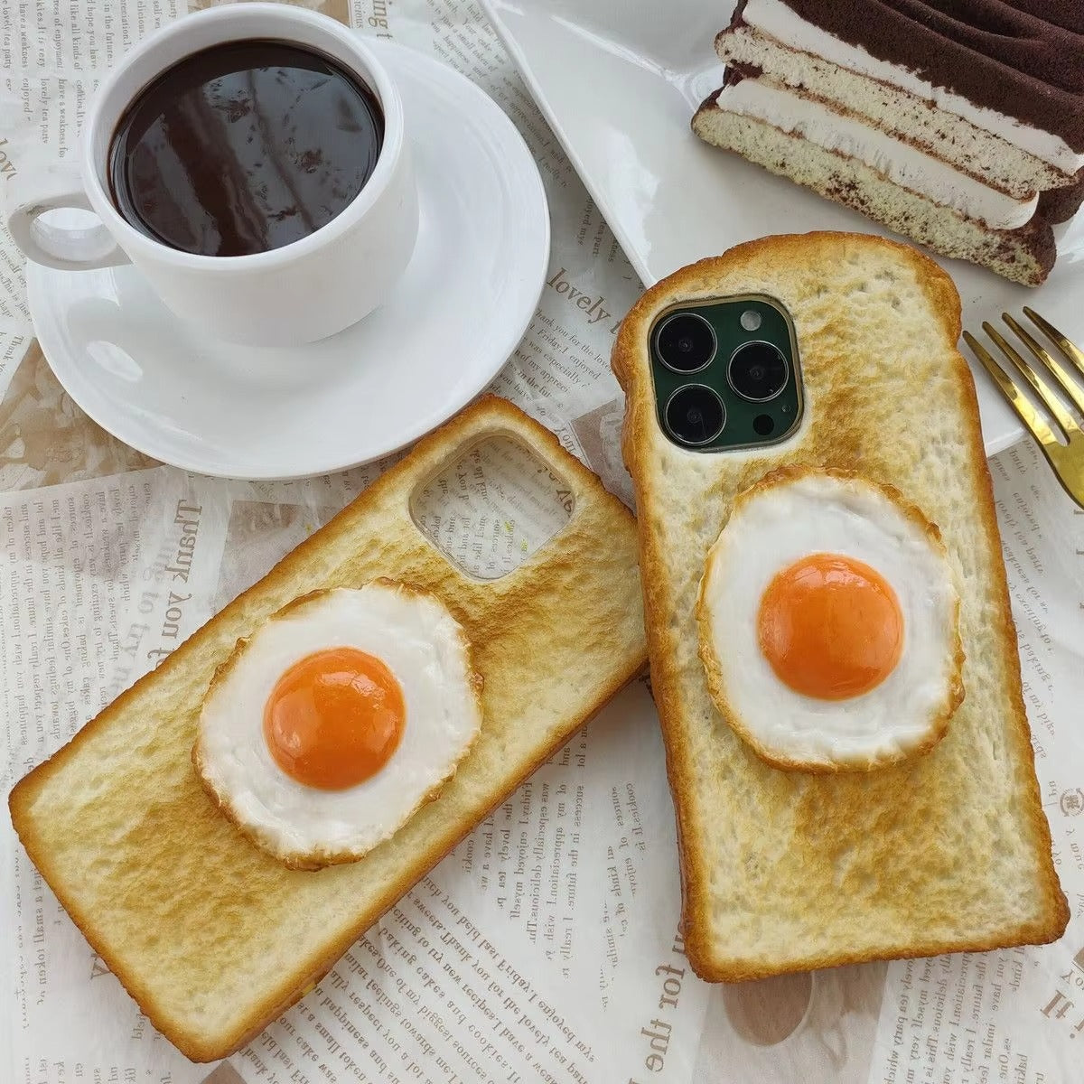 Premium Apple iPhone Case, MagSafe Compatible, Camera Lens and Screen Protection, Ultra Thin, Shockproof, Magnetic, Full All Around Protection, 3D Toast Bread Soft Cover