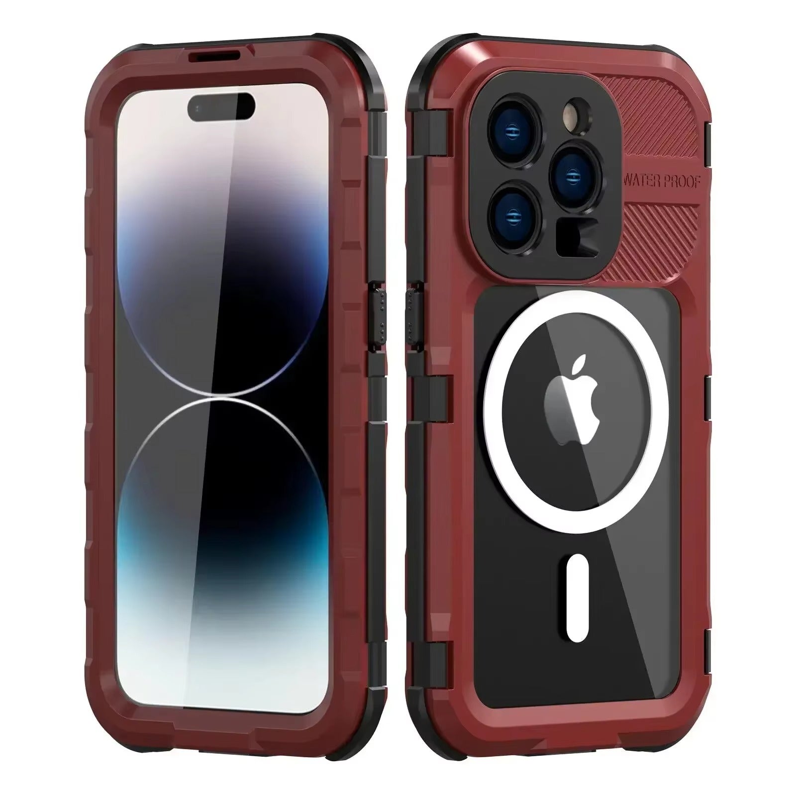 Robust Apple iPhone Case MagSafe Compatible, Camera Lens & Screen Protection, Ultra Thin Shockproof Magnetic Full All Around Protection Cover with IP68 Metal Military Design
