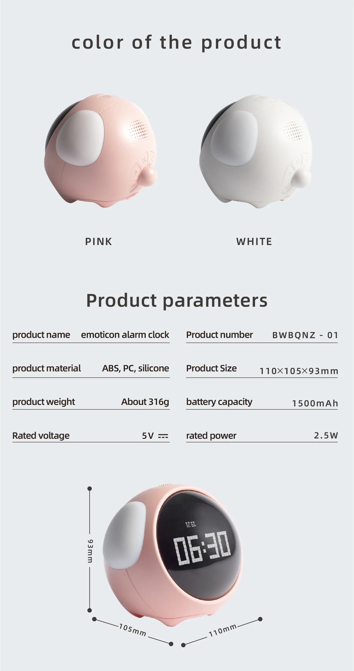 Luxury LED Digital Alarm Clock – Multifunction Voice Control Night Light with Snooze, Temperature Display, Dual Alarms, Music, Modern Home Design