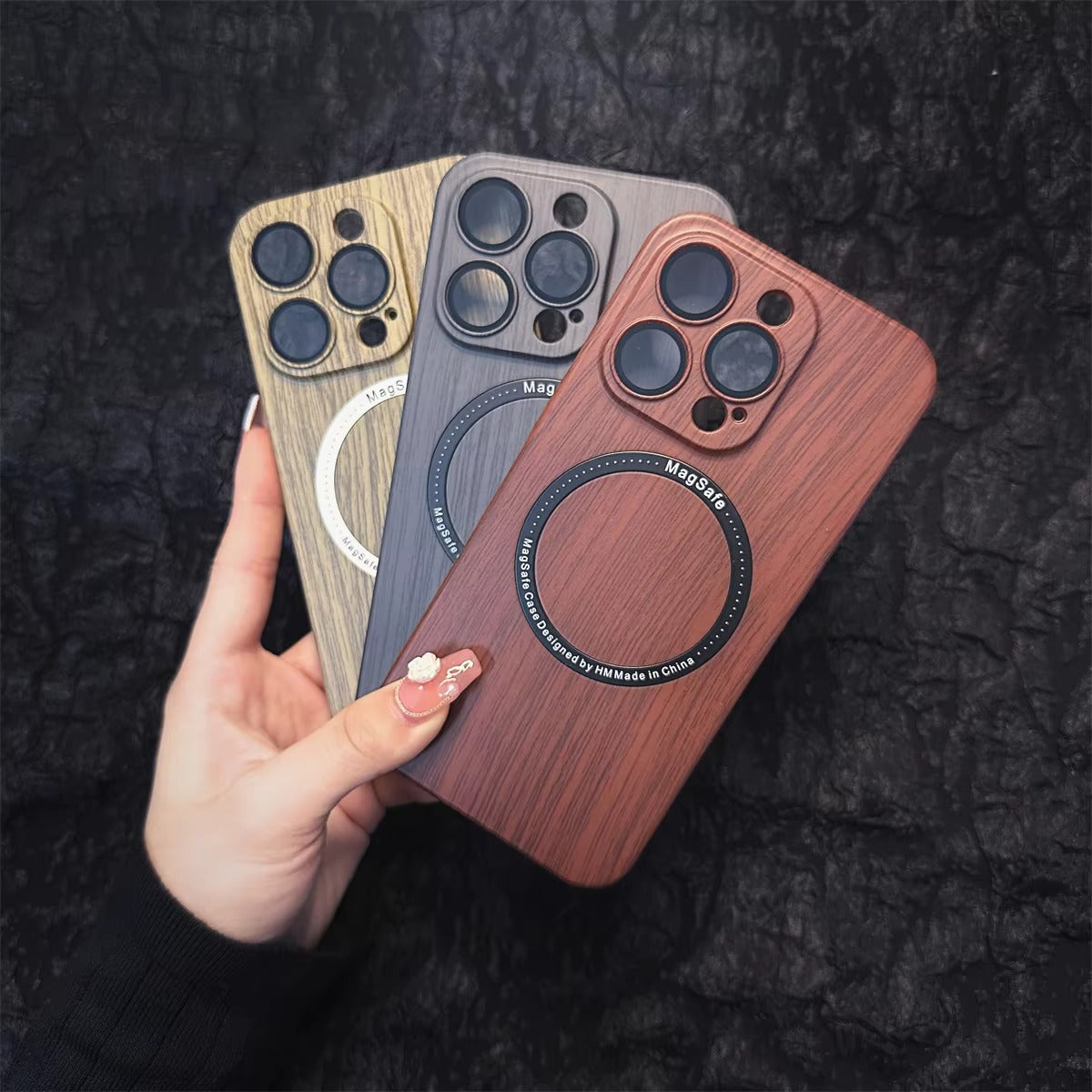 Premium Apple iPhone Case, MagSafe Compatible, Camera Lens and Screen Protection, Ultra Thin, Shockproof, Magnetic, Full All Around Protection, Wood Pattern Plastic Cover