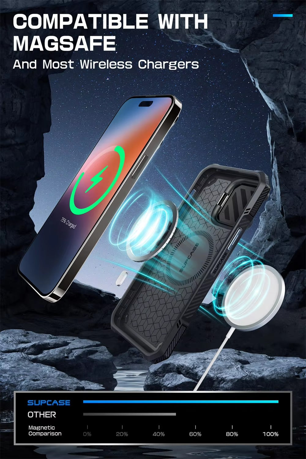 Robust Apple iPhone Case, MagSafe Compatible, Ultra Thin Magnetic Shockproof Cover with Camera Lens Shield, Kickstand Frame