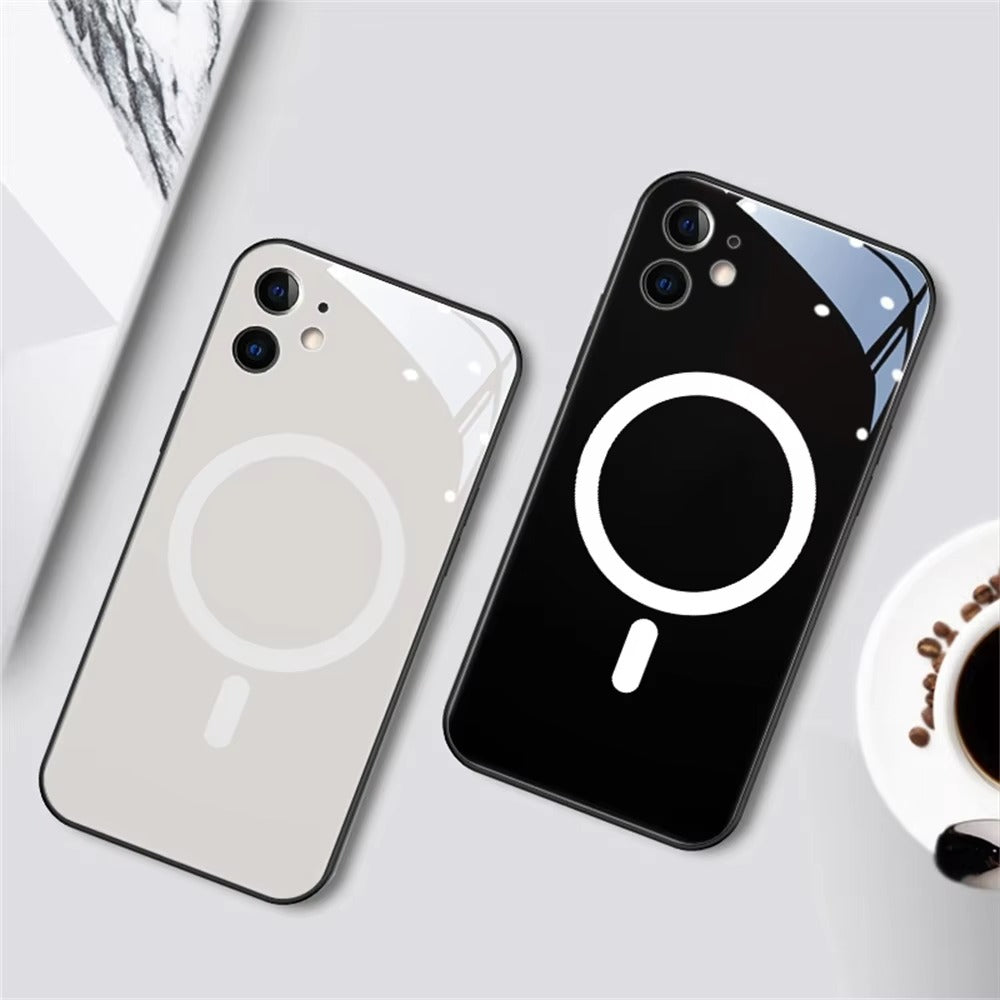 Premium Apple iPhone Case, MagSafe Compatible, Camera Lens and Screen Protection, Ultra Thin, Shockproof, Magnetic, Full All Around Protection, LED Call Flash Glass Cover