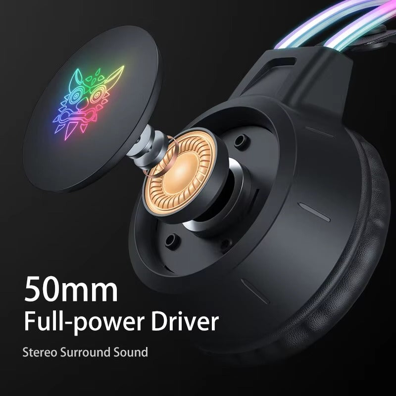 Premium Cat Ear Gaming Headset for iPhone & Mac – Wired Over-Ear Headphones with RGB Lights, Noise Streaming & Online Play