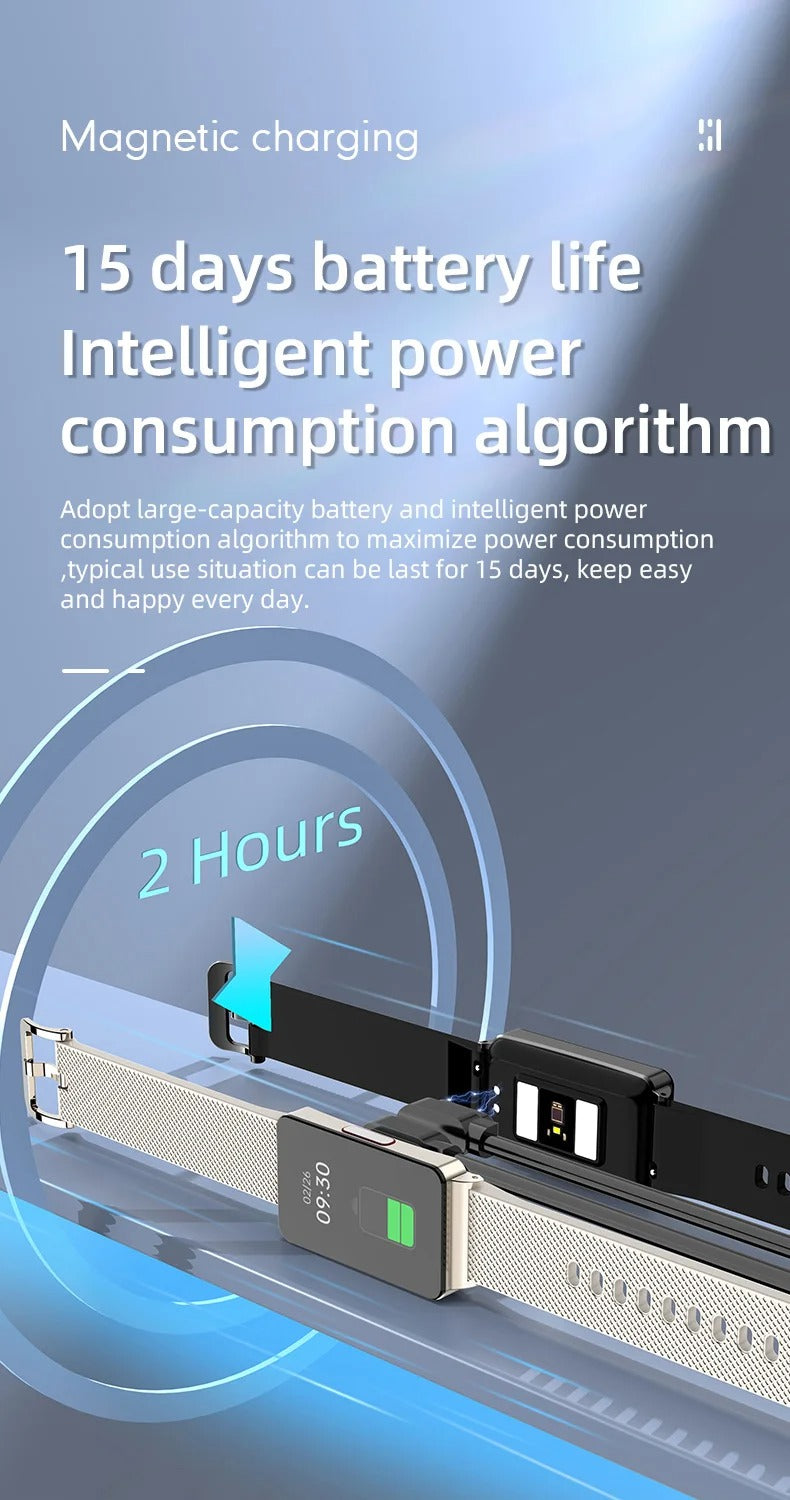 Premium Non-Invasive Blood Glucose Smartwatch – ECG, Heart Rate, Blood Pressure, Oxygen & Temperature Monitor, Waterproof Fitness Tracker with Touchscreen