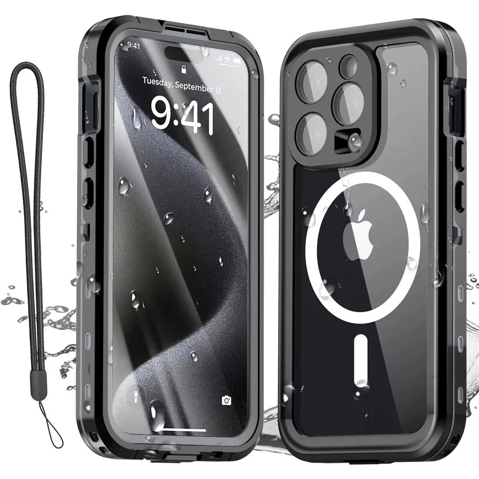 High Quality Waterproof Apple iPhone Case, MagSafe Compatible, Ultra Thin Magnetic with IP68 Dustproof Seal and Screen Guard