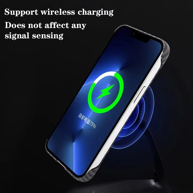 Luxury Carbon Fiber Apple iPhone Case, MagSafe Compatible Ultra Thin Magnetic Wireless Charging Support and Slim Frame Design