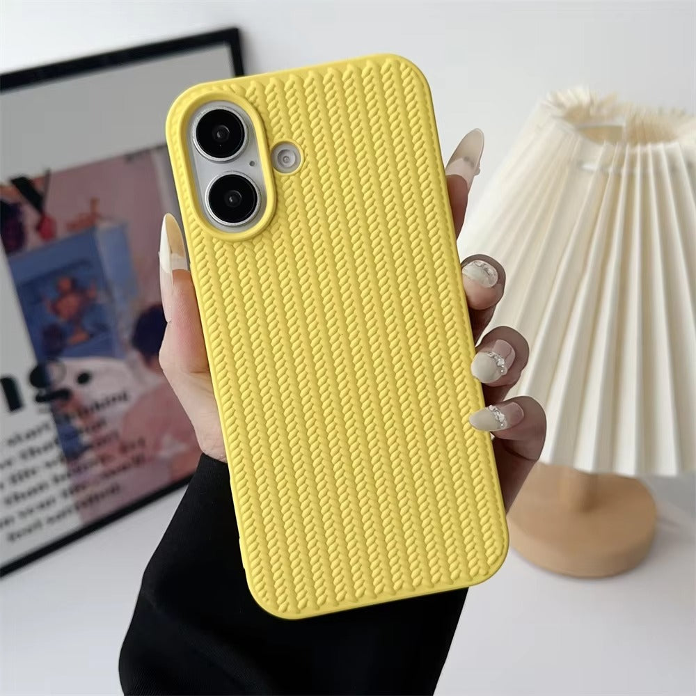 Luxury Apple iPhone Case, MagSafe Compatible, Camera Lens & Screen Protection, Ultra Thin, Shockproof, Magnetic Full All Around Cover – Woven Pattern Soft Silicone Case with Solid Color Stylish Design