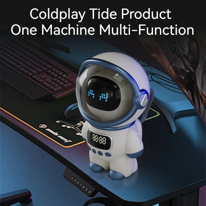 Premium Bluetooth Speaker with Smart Alarm Clock for iPhone – Astronaut Design with FM Radio, Custom Night Light