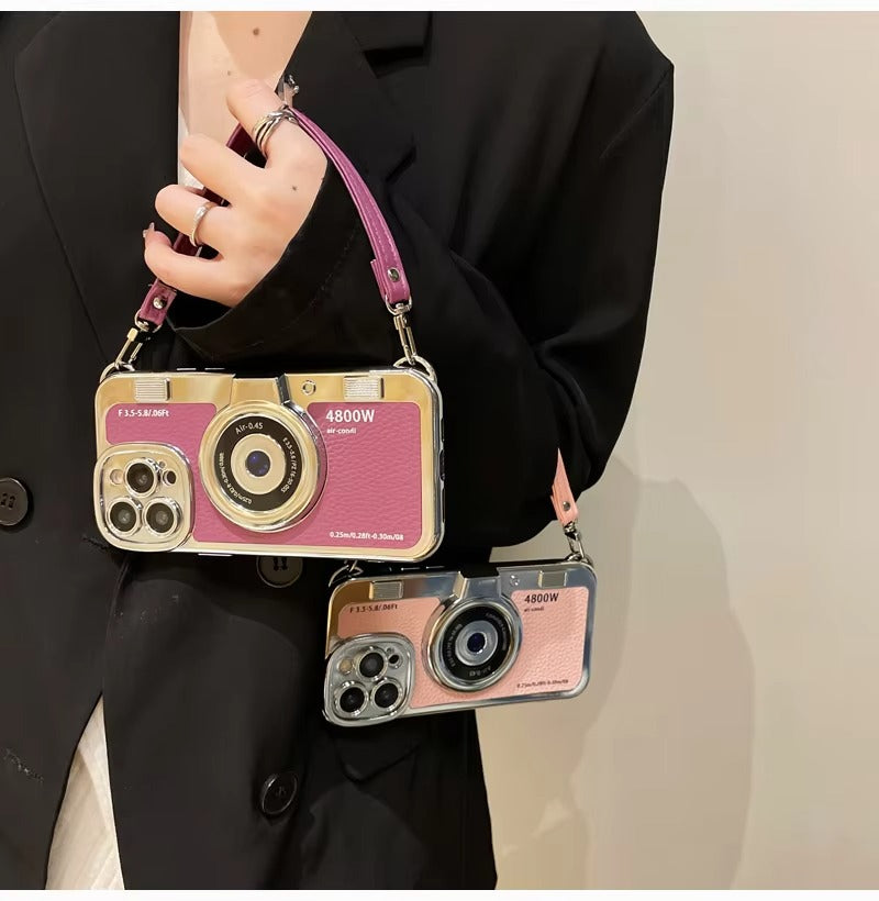 Premium Apple iPhone Case, MagSafe Compatible, Camera Lens & Screen Protection, Ultra Thin, Shockproof, Magnetic Full All Around Cover – Plated Camera Style Case with Lychee Texture & Anti-Fall Leather Rope