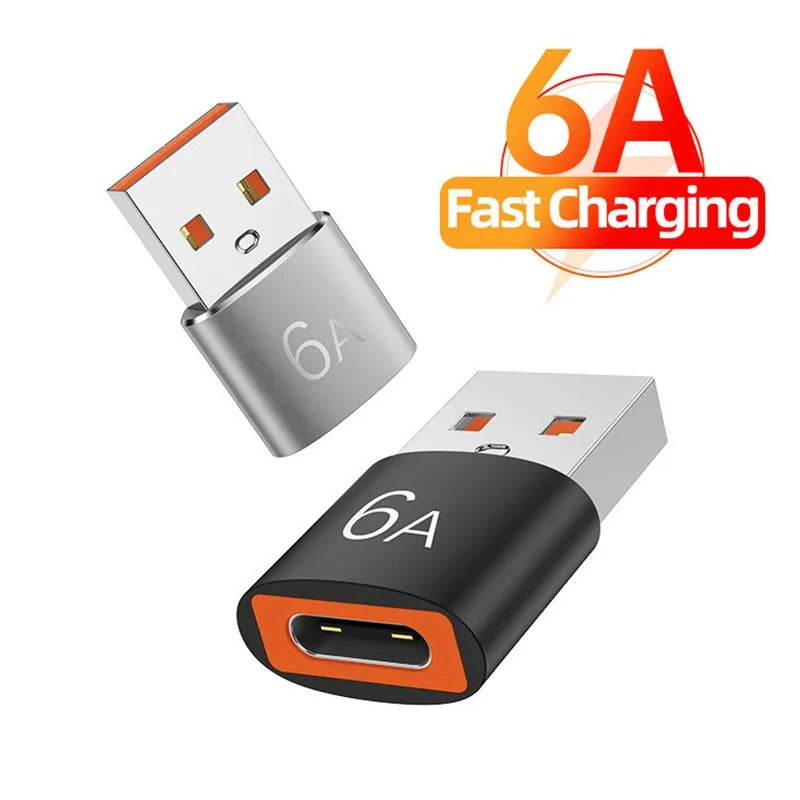 High Quality USB to Type-C Charger Adapter – 2PCS OTG Converter for iPhone, Plug & Play, Data Sync 480Mbps, Aluminum Alloy, Universal Type-C Compatibility