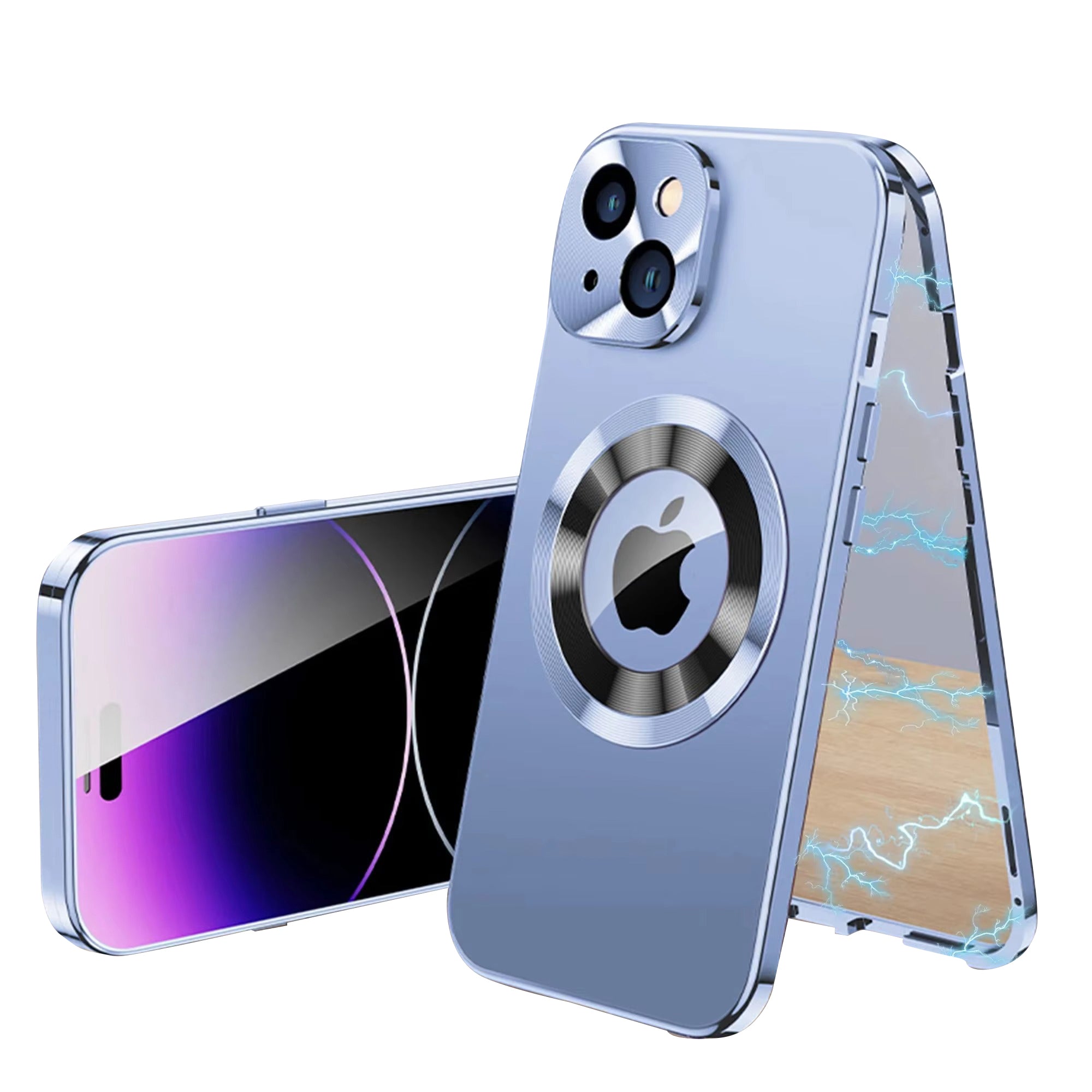 High Quality Apple iPhone Case Ultra Thin Shockproof Magnetic Full All Around Protection Cover with Frosted Glass Metal Lens