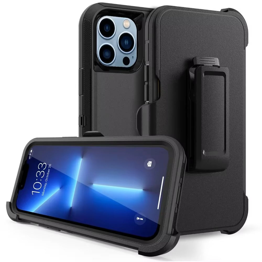 High Quality Apple iPhone Case, MagSafe Compatible, Camera Lens & Screen Protection, Ultra Thin, Shockproof, Magnetic Full All Around Cover – 3-in-1 Rugged Armor Case with Belt Clip & Dual-Layer PC+TPU Protection