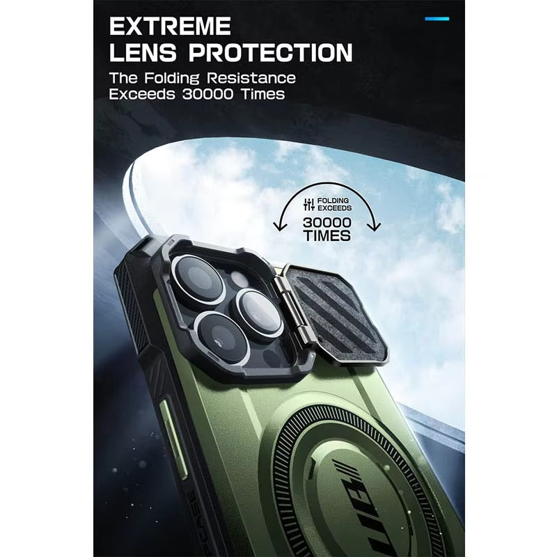 Robust Apple iPhone Case, MagSafe Compatible, Ultra Thin Magnetic Shockproof Cover with Camera Lens Shield, Kickstand Frame