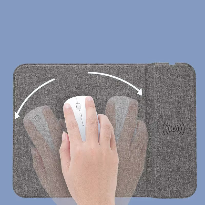 Premium, 2-in-1 Mouse Pad with Qi Wireless Charging – PU Leather Desk Mat with Phone Holder, USB Type-C Compatible