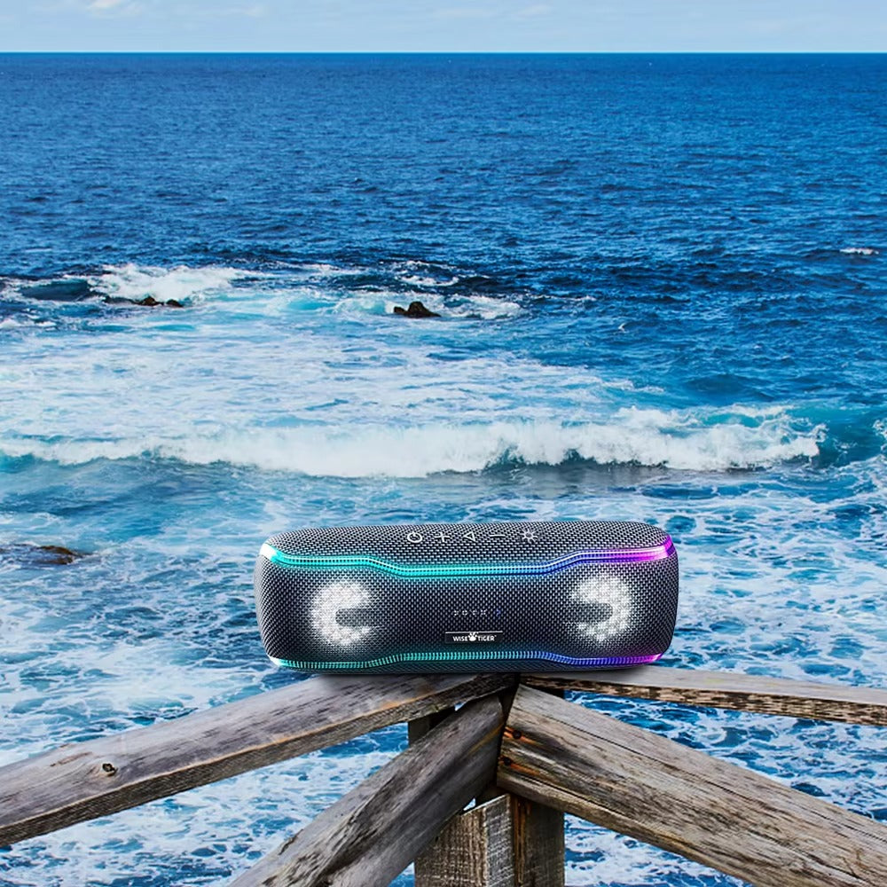 Premium Portable Bluetooth Speaker – IPX7 Waterproof Outdoor Sound Box with 25W Stereo Output, Colorful LED Lights