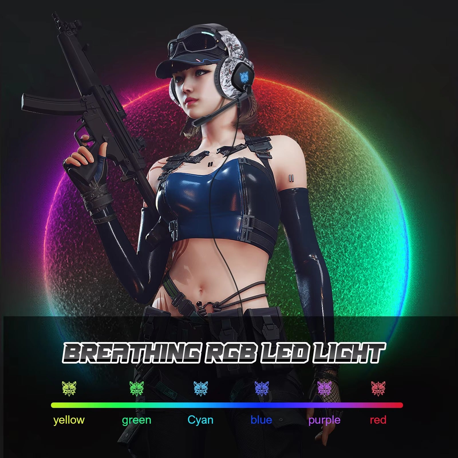 High Quality, Wired Gaming Headset with Microphone Stereo Over-Ear with Clear Sound for Apple Devices and Gaming Consoles