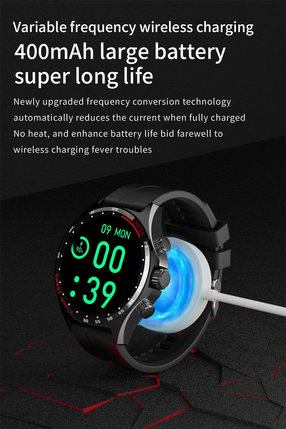 Robust Outdoor Smartwatch for iPhone – NFC Access Control, GPS Positioning, Compass, 400mAh Battery, IP68 Waterproof
