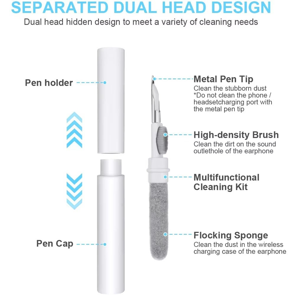 Premium 3-in-1 Bluetooth Earbuds Cleaning Pen – Deep Clean Brush Kit for AirPods, Charging Case & Speaker Holes, Compact Tool for Phone & Earphones