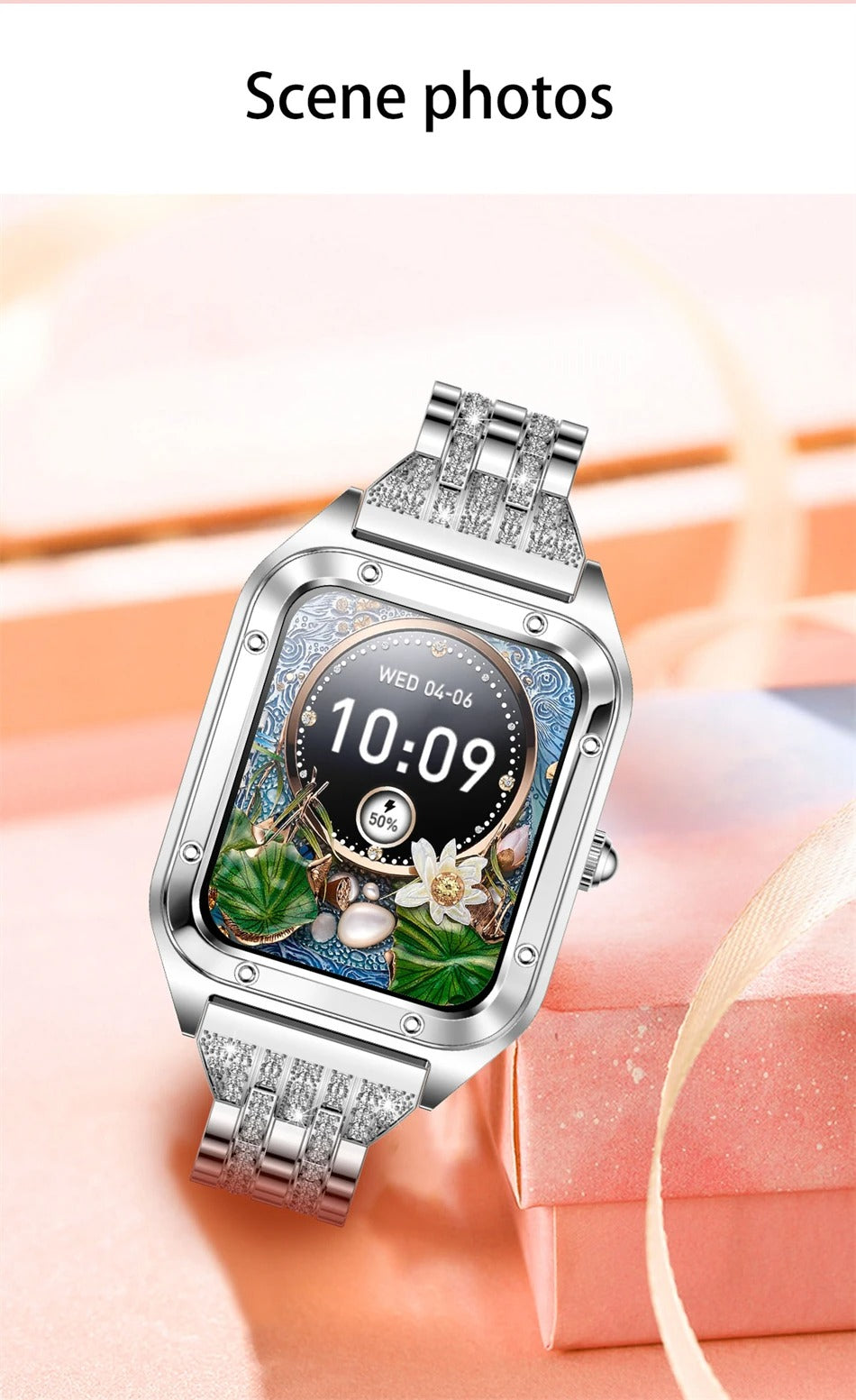 Luxury Women’s Smartwatch for iPhone – Bluetooth Call Fitness Tracker with Blood Pressure Monitor, Waterproof Sport Mode