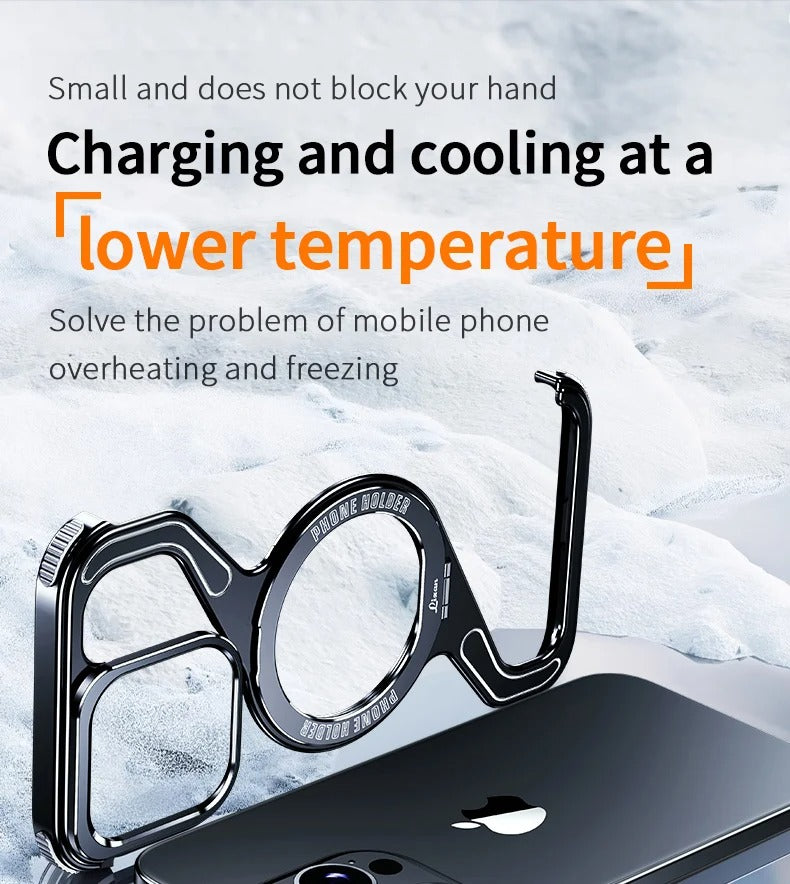 Premium Apple iPhone Case, MagSafe Compatible, Camera Lens & Screen Protection, Ultra Thin, Shockproof, Magnetic Full All Around Cover – Z-Type Aluminum Alloy Rimless Case with Snap-On Bracket & Metal Frame