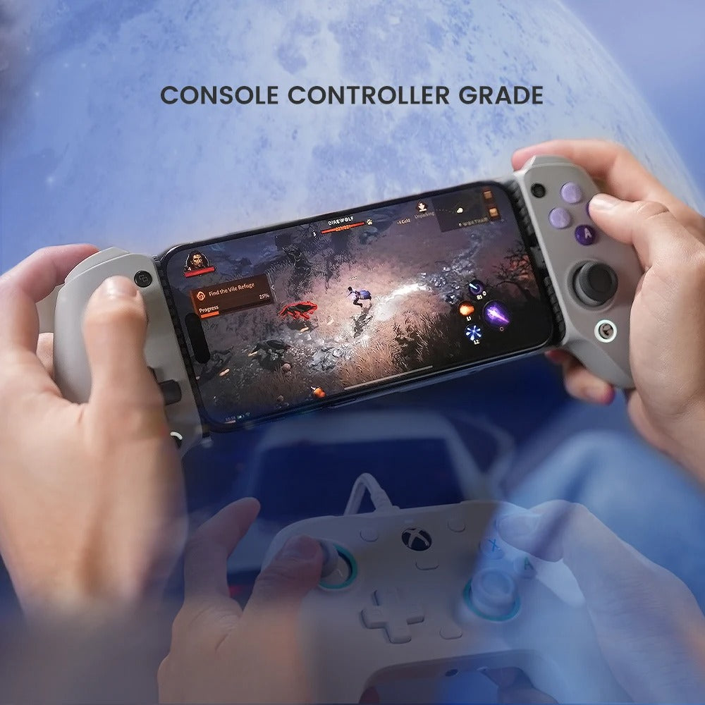 Premium Mobile Game Controller for iPhone, Hall Effect Joystick Gamepad, Wireless Stretchable Design for Apple Devices
