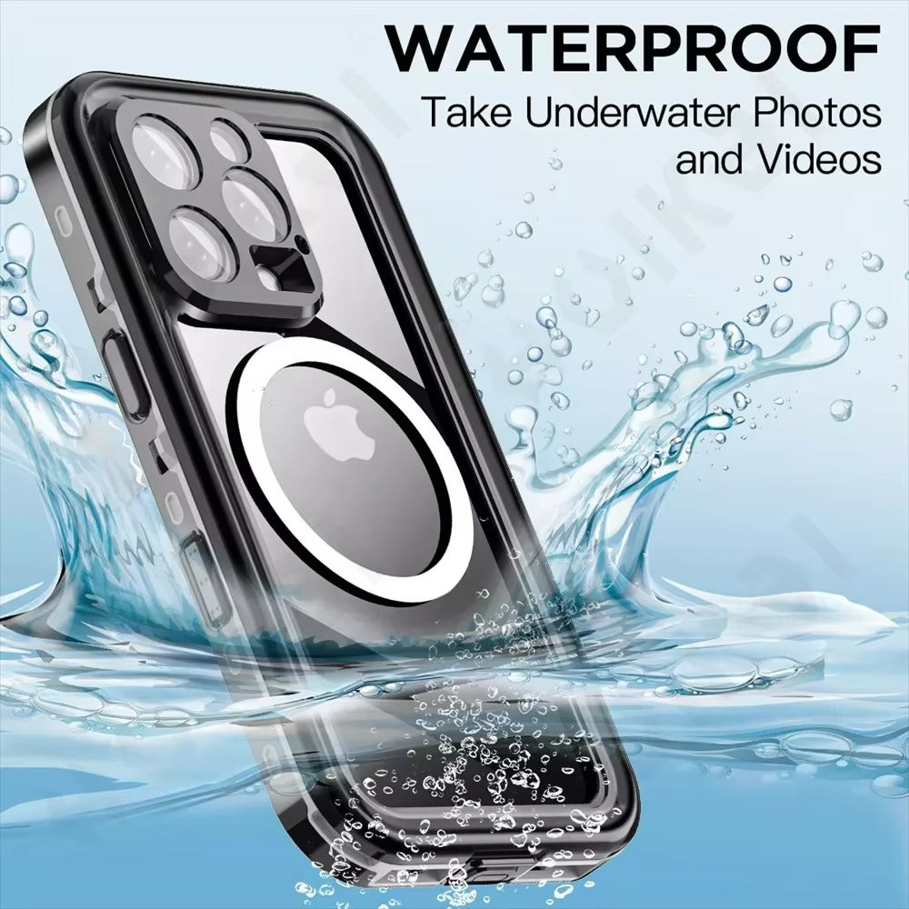 Robust Apple iPhone Case MagSafe Compatible, Camera Lens & Screen Protection, Ultra Thin Shockproof Magnetic Full All Around Protection Cover with IP68 Waterproof Diving Design