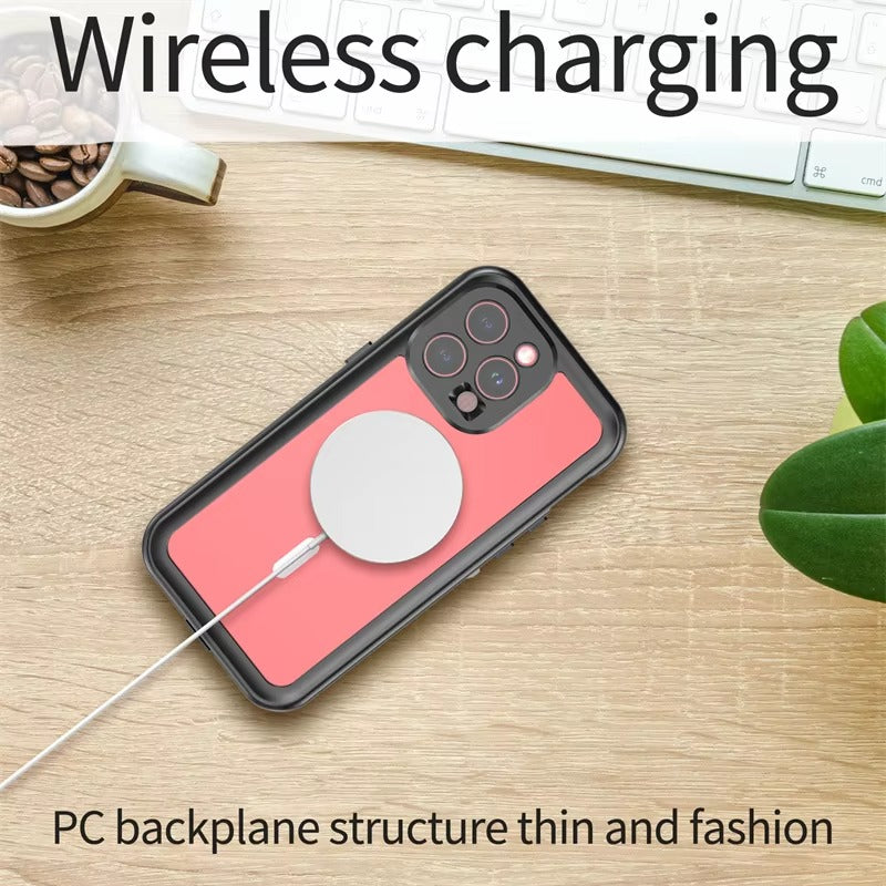 High Quality Apple iPhone Case MagSafe Compatible, Camera Lens & Screen Protection, Ultra Thin Shockproof Magnetic Full All Around Protection Cover with IP68 Transparent Rope Design