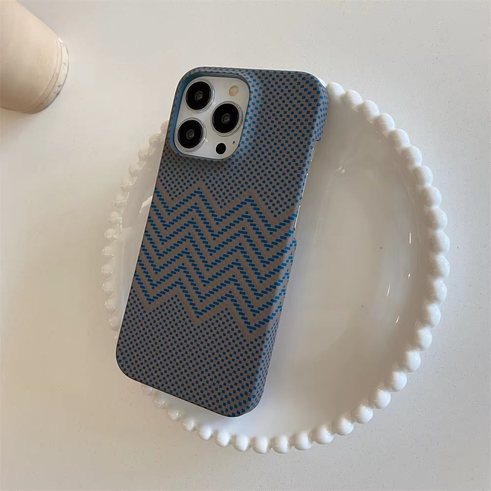 High Quality Apple iPhone Case, MagSafe Compatible, Camera Lens & Screen Protection, Ultra Thin, Shockproof, Magnetic Full All Around Cover – Business Carbon Fiber Pattern Case with Frameless Hard Armor Plastic Design