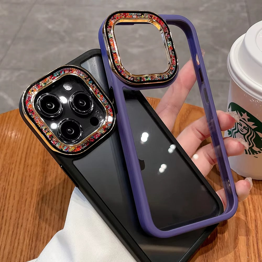 Luxury Apple iPhone Case, MagSafe Compatible, Camera Lens & Screen Protection, Ultra Thin, Shockproof, Magnetic Full All Around Cover – Glitter Diamond Transparent Armor Case with Enhanced Camera Protection